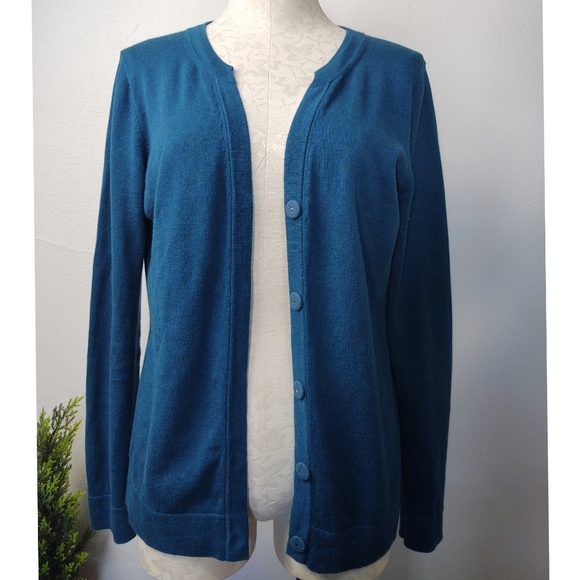 Cabi #3368 Ever Cardigan Teal Snap Front Sweater Size Medium - Picture 5 of 16